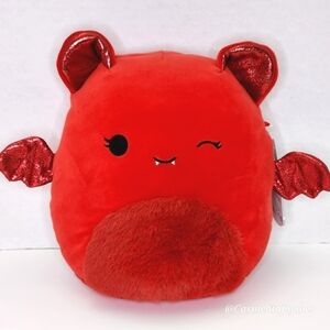 VALENTINE 🦇 FTM Red Sparkly Bat Original Squishmallow by Kelly Toy ☆ NWT ☆